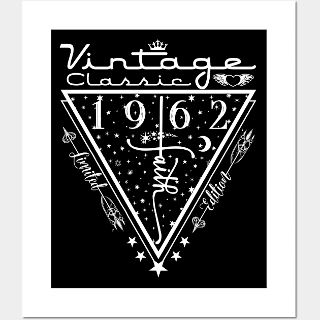 Vintage 1962 60th Birthday 60 Year Old Gifts Wall Art by CreativeShirt